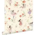 Papier peint des f�es rose et beige estahome