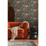 Papier peint fleurs orange et gris sur fond noir, salon, salle � mange, chambre, 399732