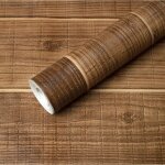 Papier peint imitation bois autocollant, amovible, en vinyle, 44, 5 x 1000 cm, marron fonc�