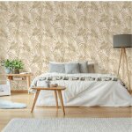 Papier peint intiss� feuilles tropicales el�gance 1005 x 52cm beige sable