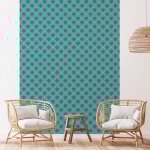 Ambiance - sticker - papier peint intiss� pr� - encoll� - scandinave art d�co bleu canard arches - 1 ...