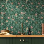 Papier peint intiss� � motif ? bird & pomegranate ? vert profond ? 1005 x 52cm ? raccord droit 75. 03cm ...