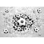 Papier peint panoramique enfants - ballons de foot 3d - 130 cm x 90 cm