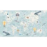 Lumal�a - papier peint panoramique enfants - carte du monde enfant - 130 cm x 74 cm
