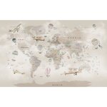 Papier peint panoramique enfants - carte du monde - 130 cm x 81 cm