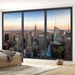 Papier peint panoramique trompe l'oeil baie vitr�e - new york - 260 cm x 156 cm