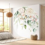 Papier peint rond / cercle - motif floral - diamtre 90 cm