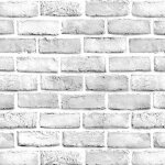 Papier peint vintage autocollant mural effet brique blanc et gris rouleau de papier d�coratif imitation ...