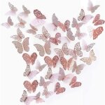 Papillons 3d roses rouges stickers d�coratifs pour mariage f�te chambre enfant ou salon accessoire d�co ...