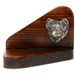 Papillon, �pagneul continental - bougeoir en bois avec chien, photophore, m�morial pour chien par art ...