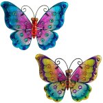 Papillons en m�tal et cristal pour la d�coration de jardin - style nature color�