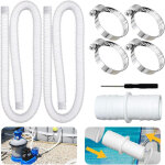 Paquet de 2 tuyau piscine, tuyau piscine 32mm, avec 4 clips m�talliques, un tournevis et un connecteur, ...