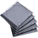 Paquet de 25 boîtiers cd transparents simples standard avec plateau noir assemblé Paquet de 25 boîtiers cd transparents simples standard avec plateau noir assemblé