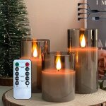 Paquet de 3 - bougie sans flamme led, bougie en cire v�ritable rechargeable avec t�l�commande et minuterie, ...