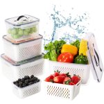 Paquet de 3 conteneurs de stockage de fruits pour réfrigérateur, conteneurs de stockage de légumes avec ... Paquet de 3 conteneurs de stockage de fruits pour réfrigérateur, conteneurs de stockage de légumes avec ...