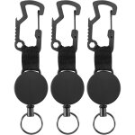 Paquet de 3 porte - cl�s r�tractables - porte - badge robuste avec clip mousqueton multitool, porte - ...
