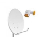 Parabole satellite - hdme - 80cm - acier blanc - lnb quad universel - 0, 1db