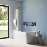 Parama - baignoire murale pivotante 100 cm verre clair 6mm avec traitement anti - calcaire et porte - ...