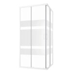 Parama - cabine de douche coulissante 70x70 cm profil�s aluminium blanc verre s�rigraphi� 4mm h185 - ...