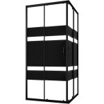 Parama - cabine de douche coulissante 70x90 cm profil�s aluminium noir verre 4 mm s�rigraphi� h185 - ...