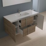 Meuble de salle de bain suspendu 100cm gris sablé avec lavabo inclus et miroir mod. hoia Meuble de salle de bain suspendu 100cm gris sablé avec lavabo inclus et miroir mod. hoia