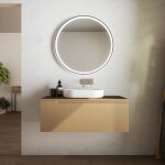 Meuble de salle de bain suspendu 60 cm 1 tiroir sable mat avec top mod. ardenne Meuble de salle de bain suspendu 60 cm 1 tiroir sable mat avec top mod. ardenne