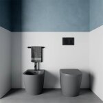 Paire de sanitaires muraux en céramique sans rebord gris mat avec wc, bidet et couvercles soft - close ... Paire de sanitaires muraux en céramique sans rebord gris mat avec wc, bidet et couvercles soft - close ...