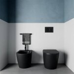 Paire de sanitaires suspendus en céramique sans rebord noir mat avec wc, bidet et abattants soft - close ... Paire de sanitaires suspendus en céramique sans rebord noir mat avec wc, bidet et abattants soft - close ...