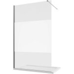 Paroi de douche de plain - pied 100 cm profil�s aluminium chrom� verre opaque 8mm avec traitement anti ...