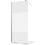 Paroi de douche de plain - pied 70 cm profils aluminium chrom verre opaque 8mm avec traitement anticalcaire ...
