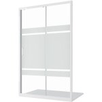 Porte de douche coulissante pour niche 110 cm profils aluminium blanc verre sérigraphié 4mm ajustable ... Porte de douche coulissante pour niche 110 cm profils aluminium blanc verre sérigraphié 4mm ajustable ...
