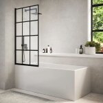 Parama - verre moul de 6 mm avec traitement anti - calcaire profils noirs - mod. rversible gyda