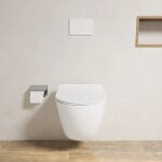 Parama - wc suspendu  faible encombrement, sans rebord, en cramique blanc mat, avec sige  fermeture ...
