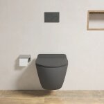 Parama - wc suspendu à faible encombrement, sans rebord, en céramique gris mat, avec siège à fermeture ... Parama - wc suspendu à faible encombrement, sans rebord, en céramique gris mat, avec siège à fermeture ...
