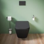 Parama - wc suspendu sans rebord en cramique noir mat avec sige  fermeture progressive mod. kyoto