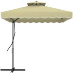 Parapluie de balcon 243x243 cm uv protection base croix 4 tiges m�talliques