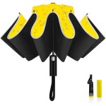 Parapluie pliant 105 cm auto, 10 baleines fibre verre, uv, bandes r�fl�chissantes, vent.