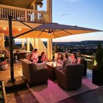 Purple leaf parasol 3, 65 x 2, 7 m rectangulaire de terrasse, grand parasol en aluminium d�port� pour ...