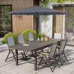 Parasol 300x245cm inclinable protection solaire lsf50 toile polyester aluminium gris fonc�