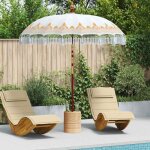 Parasol balinais cr�me (210 - 220) x 260 cm coton et bois massif vidaxl