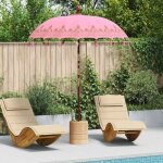 Parasol balinais rose (180 - 190) x 260 cm coton et bois massif