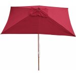 Jamais utilis] parasol en bois, parasol de jardin florida, parasol de march, rectangulaire 2x3m, bordeaux ...