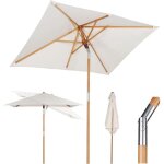 Parasol en bois sekey� pour terrasse, jardin, plage, piscine, patio, 200 � 150 cm, naturel / cr�me, rectangula ...