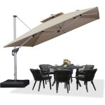 Parasol dport 3, 3 x 3, 3 m carr, parasol de jardin extrieur, adapt pour piscine, jardin, balcon ...