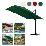 Parasol dport 300x300cm, jardin extrieur pliable, base croise 360 rotatif, protection uv, vert - ...