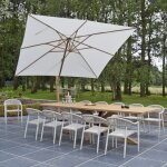 Gecko outdoor - parasol dport aluminium finition bois toile crue 4x3 m poseidon