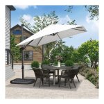 Parasol dport en aluminium 2, 7  2, 7 m carr, parasol de jardin extrieur, adapt pour balcon, piscine, ...