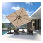 Purple leaf parasol d�port� en aluminium 3 � 3 m carr�, parasol de jardin ext�rieur inclinable de gauche ...