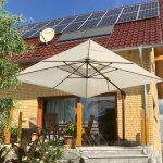 Purple leaf - parasol dport en aluminium avec apparence bois, 2, 7  2, 7 m carr, adapt pour piscine, ...