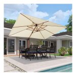 Purple leaf parasol d�port� en aluminium avec apparence bois, 3 � 4 m rectangulaire, adapt� pour piscine, ...